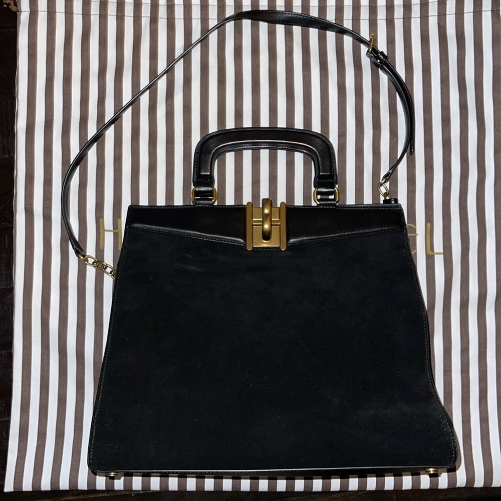 Pre Owned Henri Bendel Black Suede Satchel